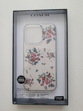 COACH Floral Clear Protective Phone Case for iPhone 13 Pro - Pink/Green